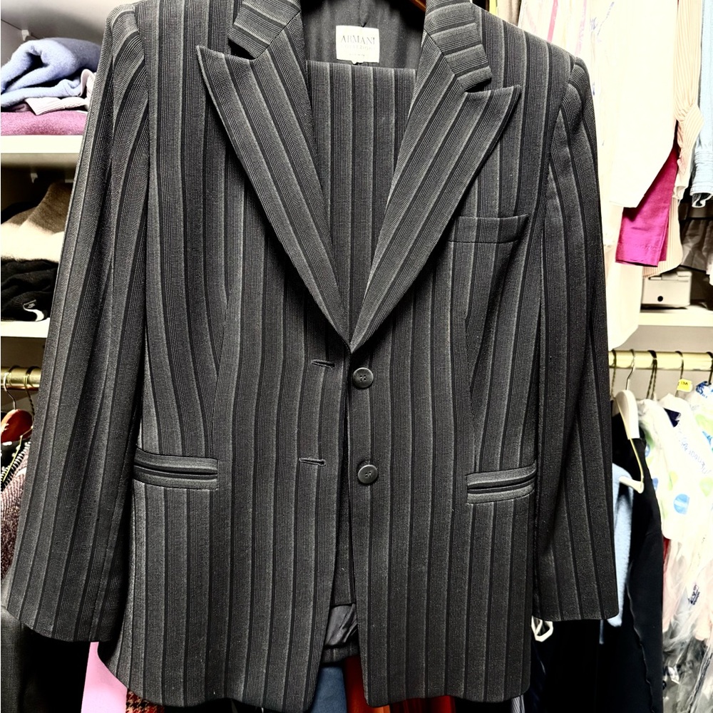 Armani Collezioni Dark Gray Striped Blazer